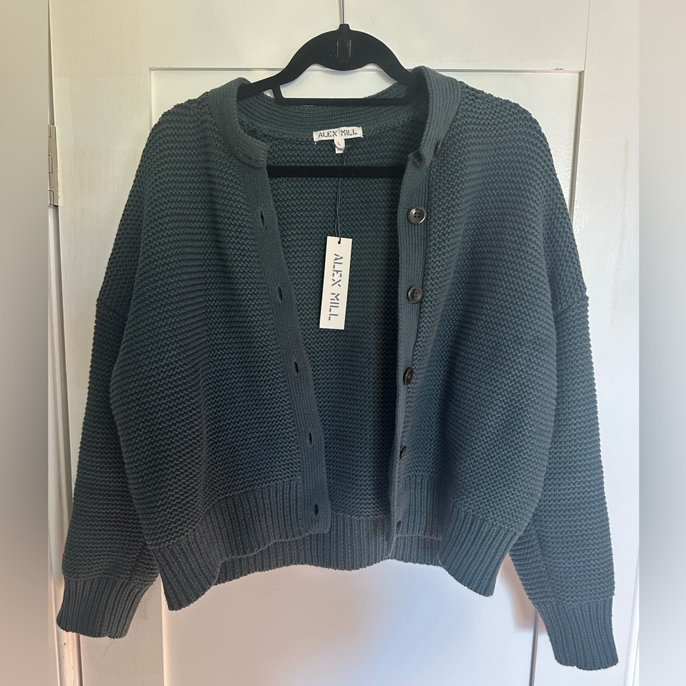 NWT Alex Mill Nico chunky cardigan in dark spruce